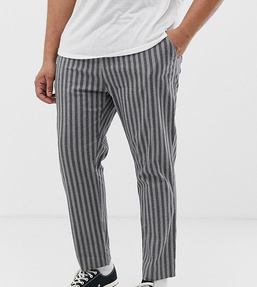 ASOS DESIGN Plus slim trousers in grey stripe