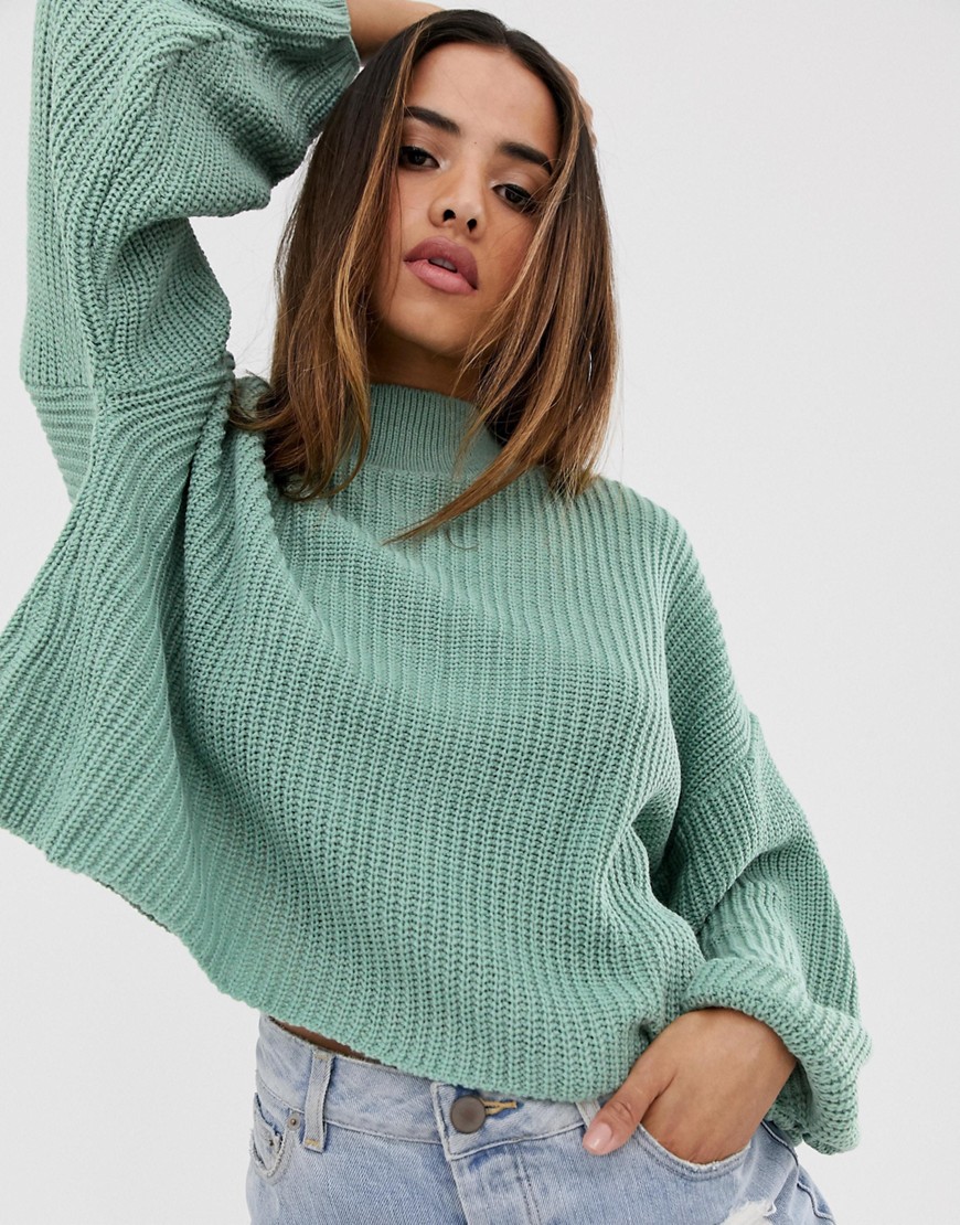 In The Style Cropped Balloon Sleeve Jumper