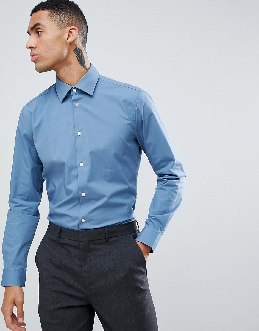 Esprit Slim Fit Stretch Smart Shirt In Powder Blue