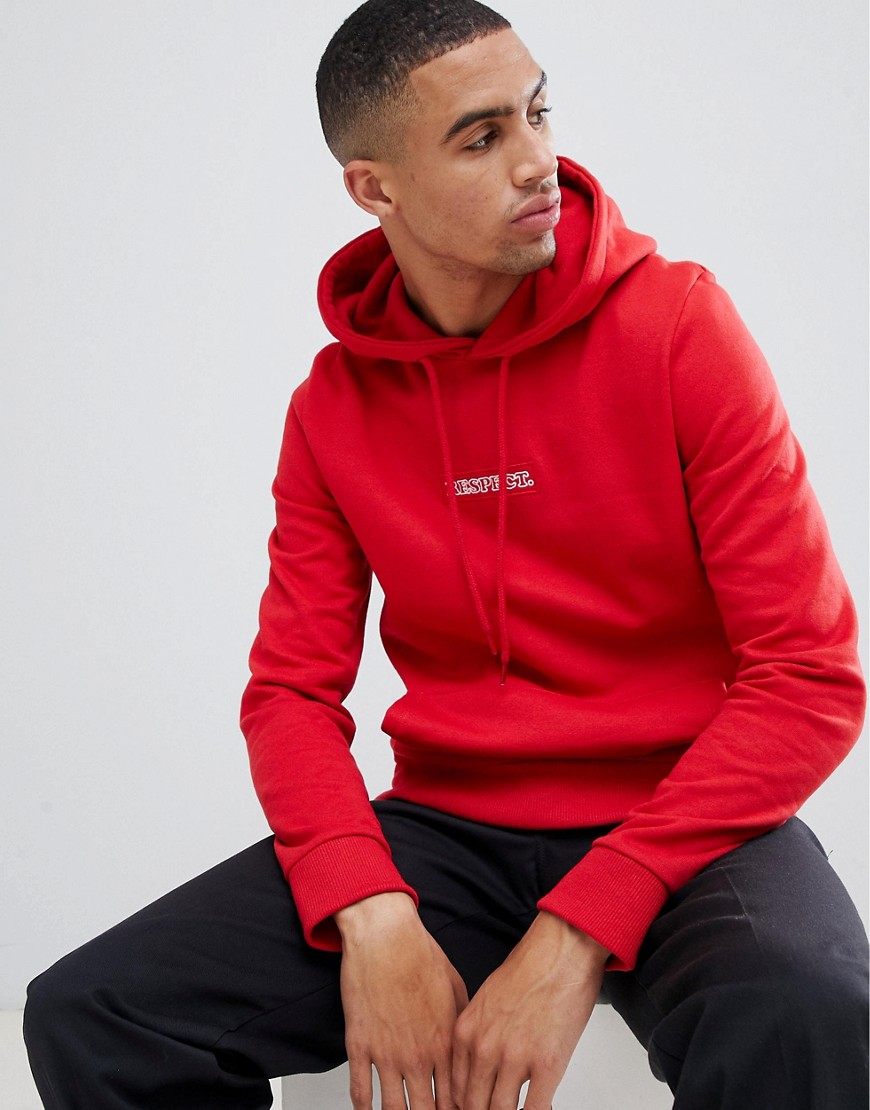 Brooklyn Supply Co hoodie with respect print in red
