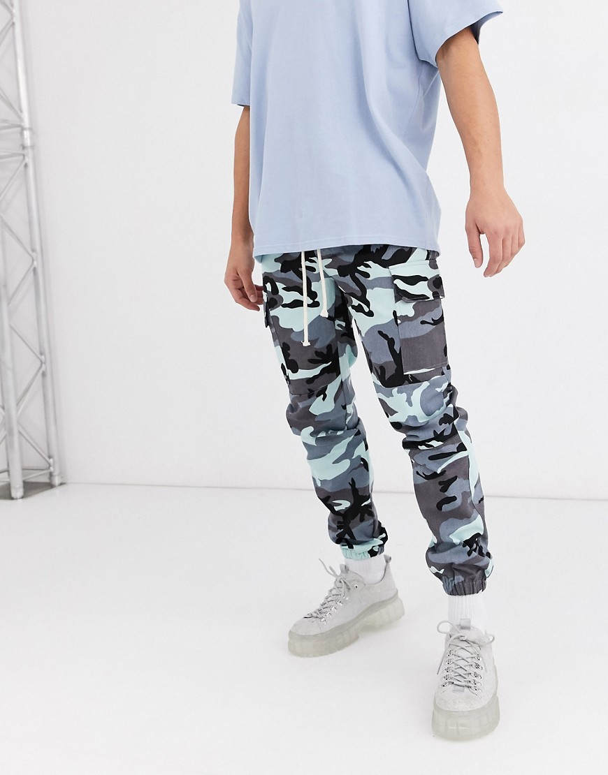 Sixth June cargo trousers in blue camo
