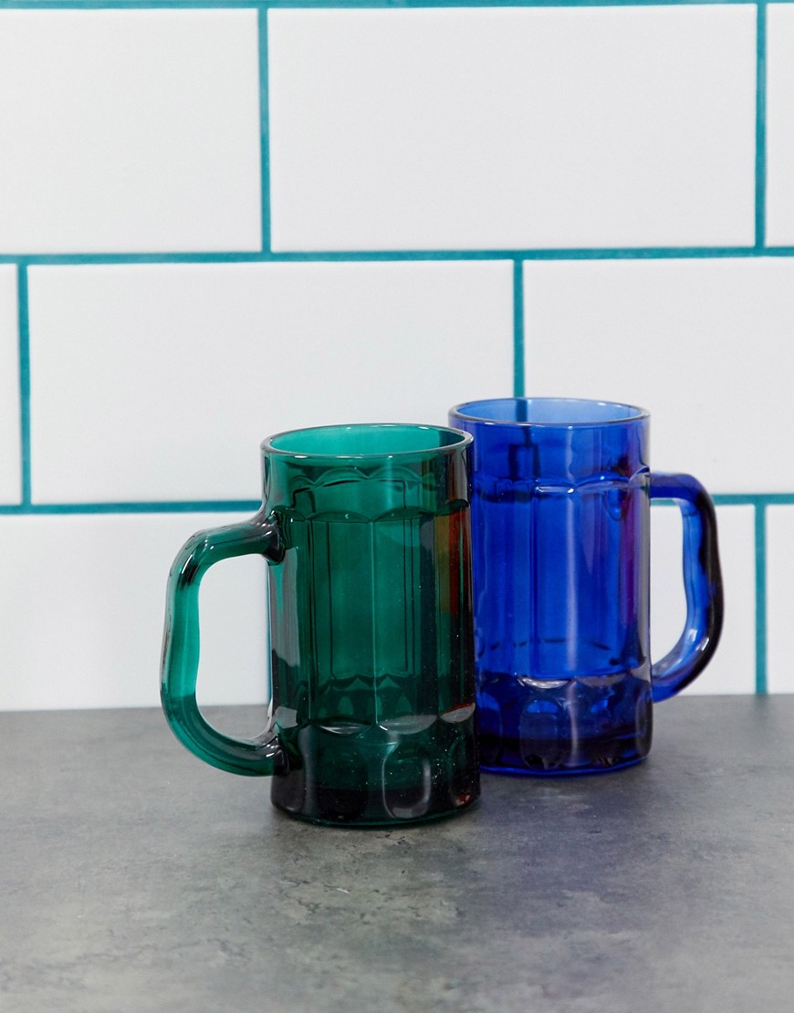 ASOS SUPPLY 2 pack tankard in blue and green