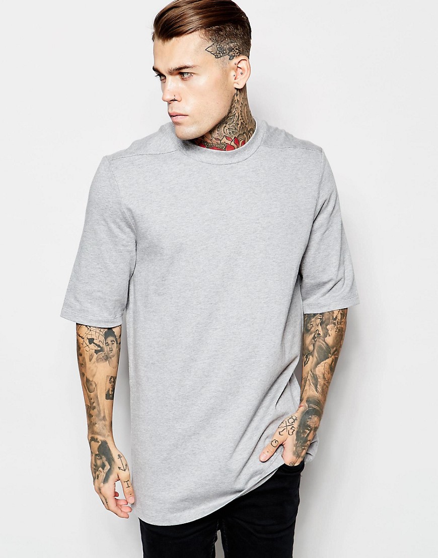 ASOS | ASOS Super Longline T-Shirt With Half Sleeve And High Neck With ...