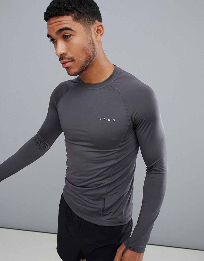 ASOS 4505 training muscle long sleeve t-shirt with quick dry in grey - Grey