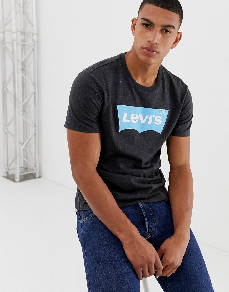 Levi's heavy print batwing logo t-shirt in charcoal marl