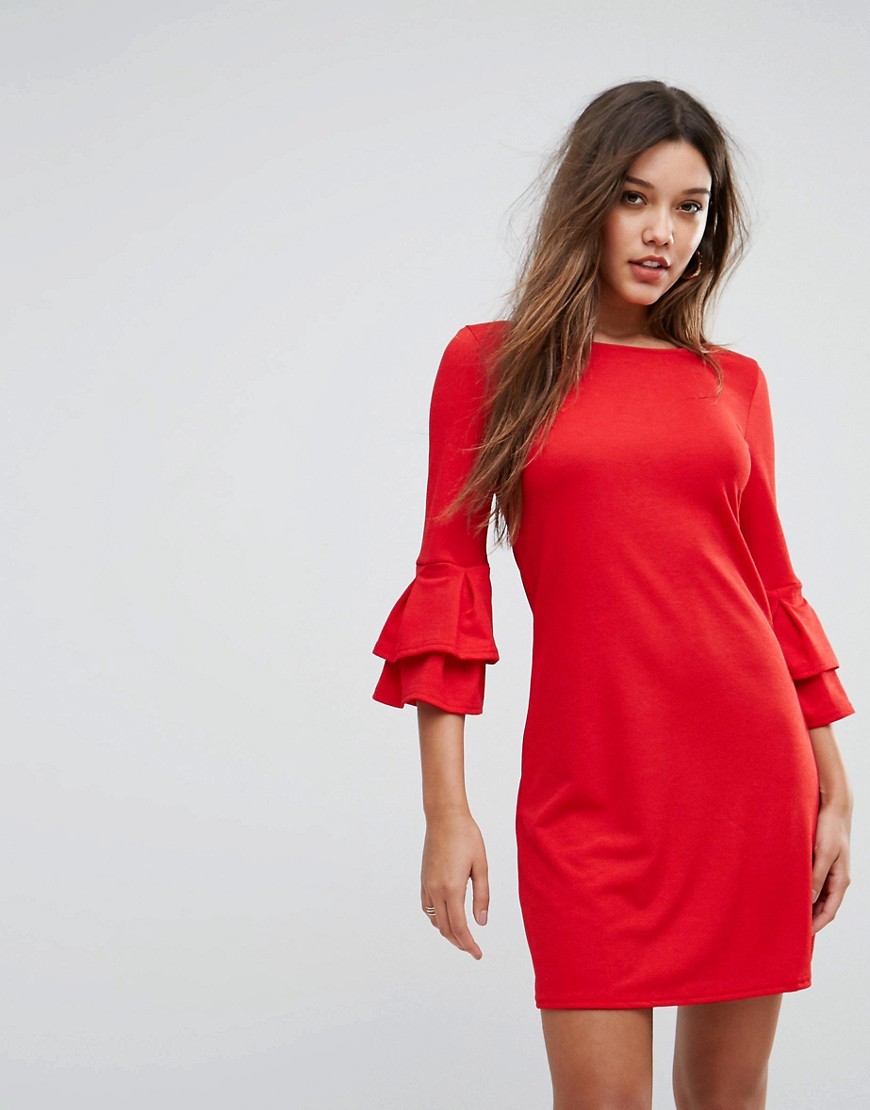Платье-футляр с рукавами клеш Lipsy - Красный 