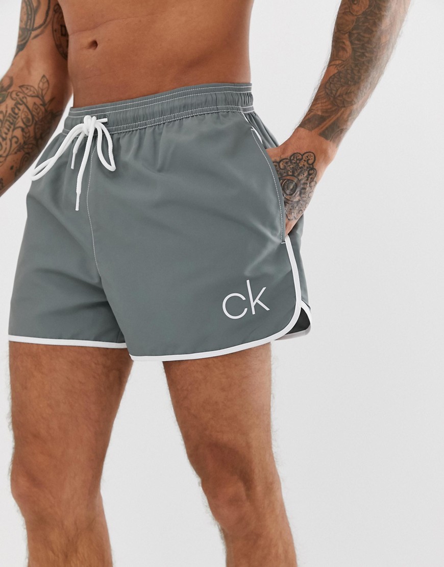 Calvin Klein retro runner swim shorts in grey