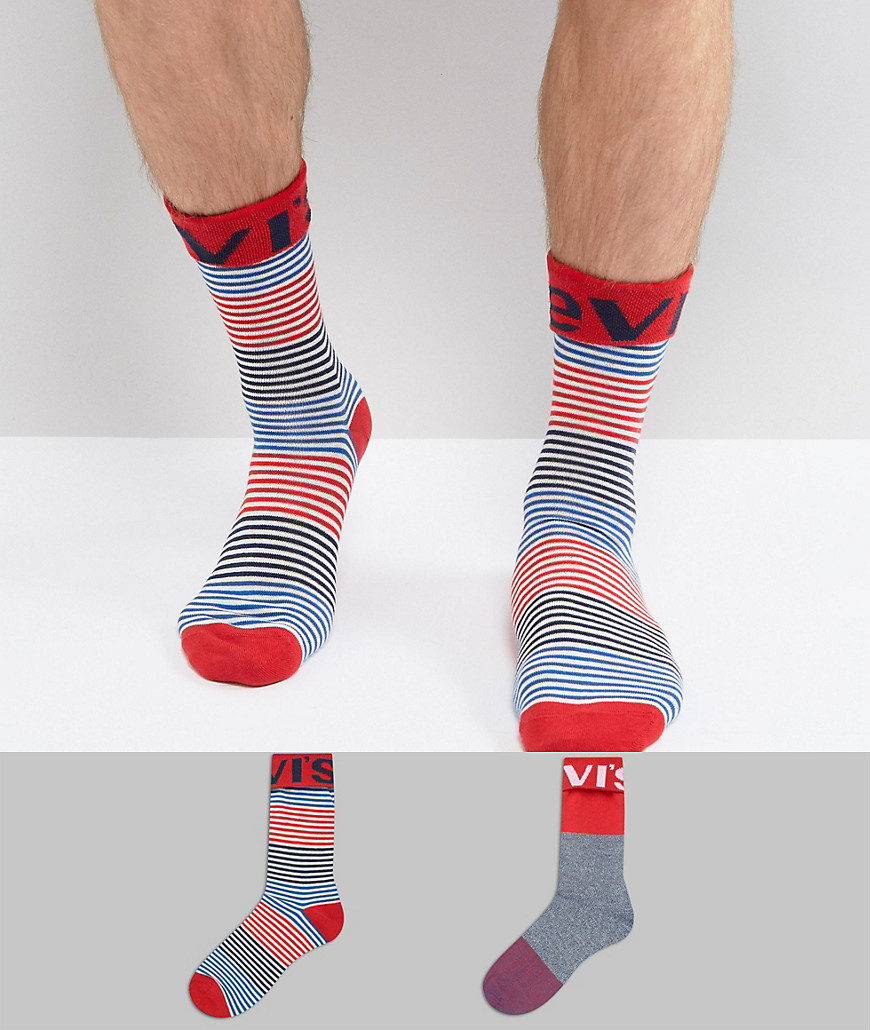 Набор из 2 пар носков в полоску с логотипом Levis - Красный Levi's® 
