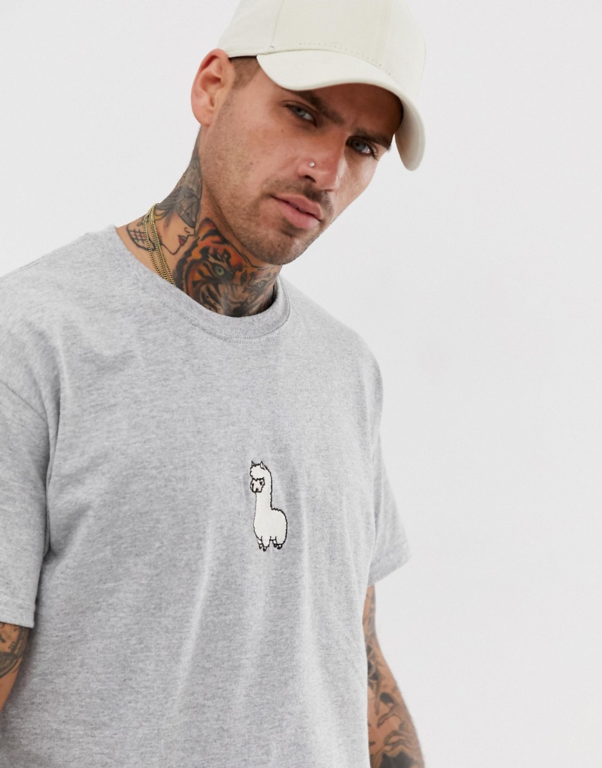 New Love Club llama embroidered t-shirt in oversized