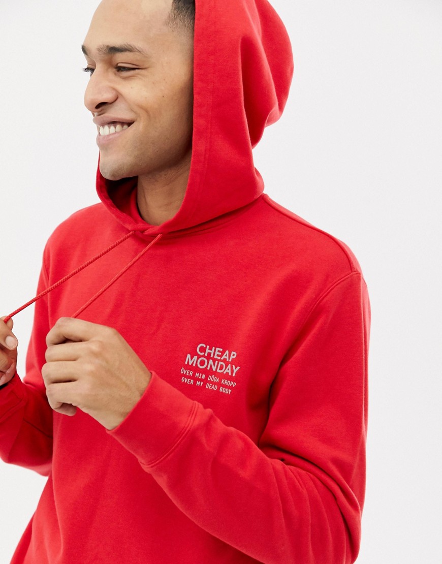 Cheap Monday Hoodie In Red With Logo Print