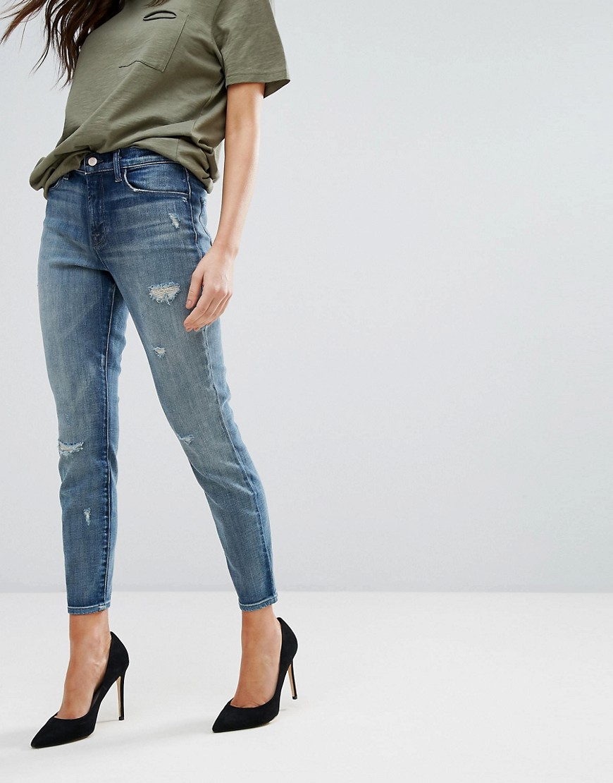 J Brand Alana High Rise Cropped Ripped Skinny Jeans - Rendition