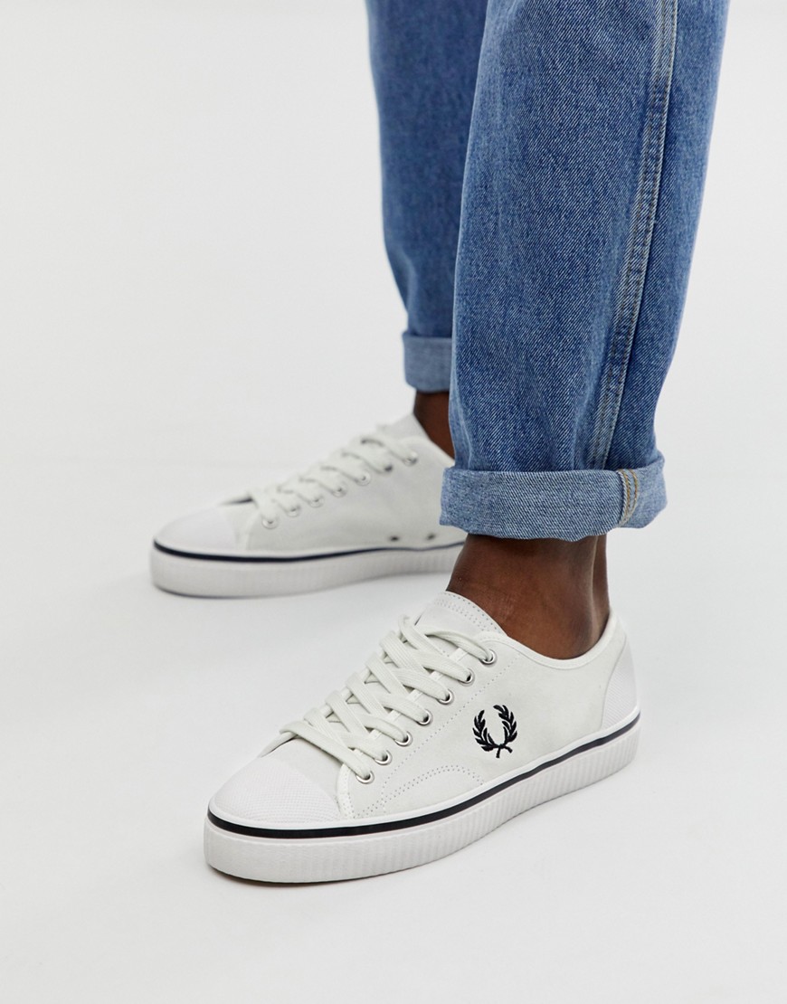 Fred Perry Hughes low suede trainers in off white
