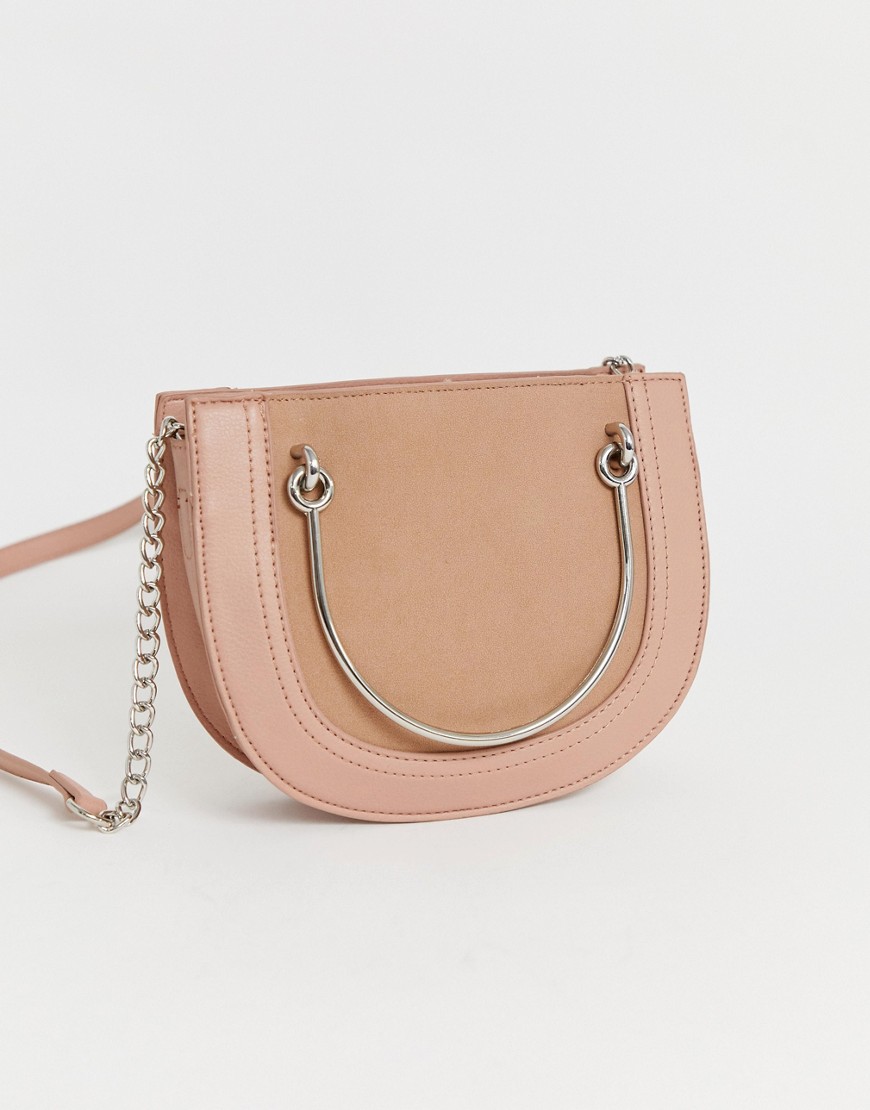 Warehouse crossbody bag with metal handle in pink