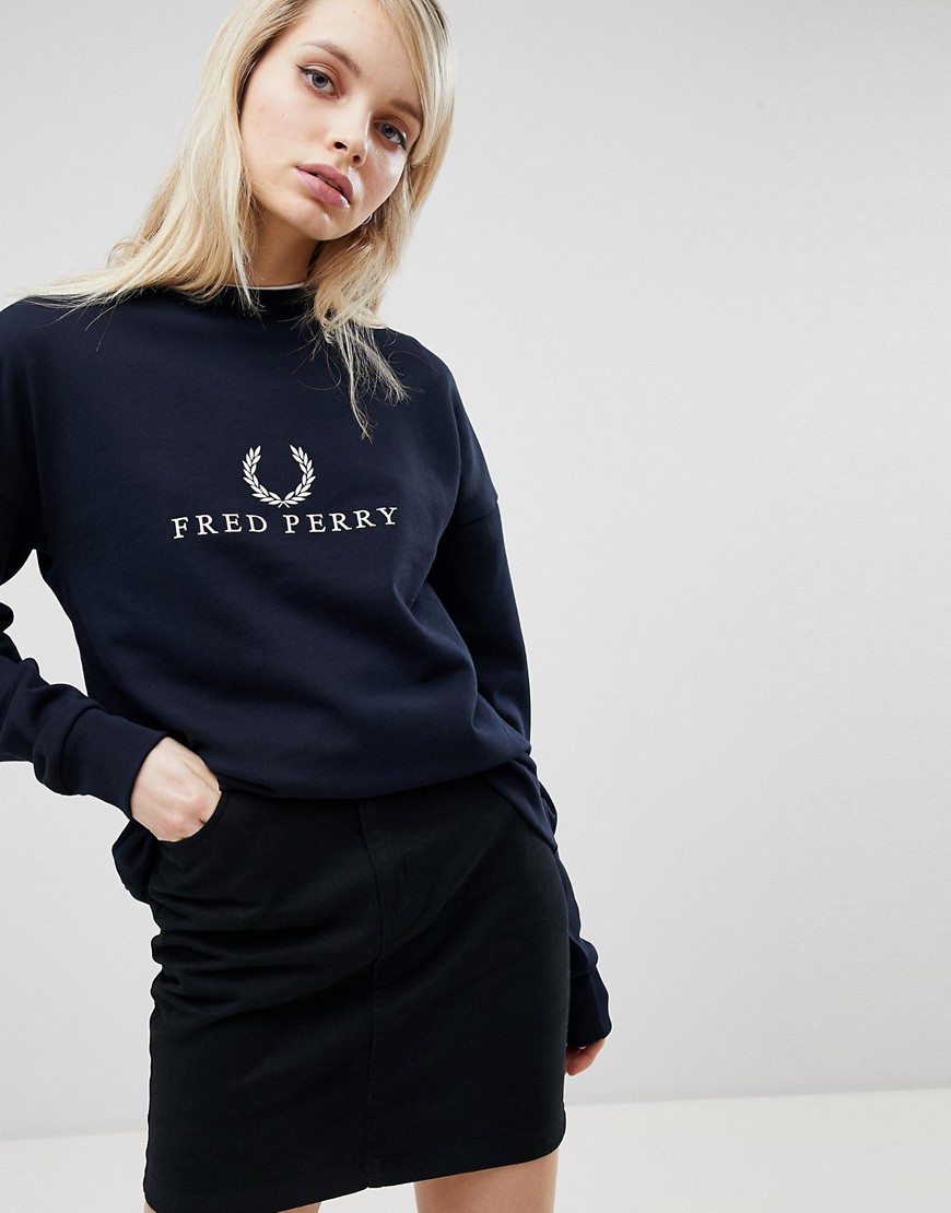 Fred Perry Embroidered Logo Sweatshirt - 608 navy