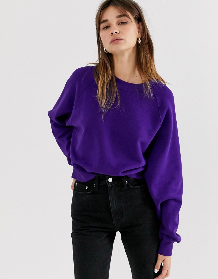 Weekday organic cotton oversized sweatshirt in purple