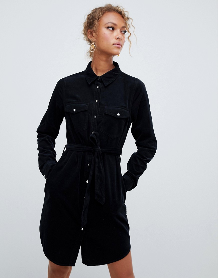 New Look Cord Shirt Dress - Black