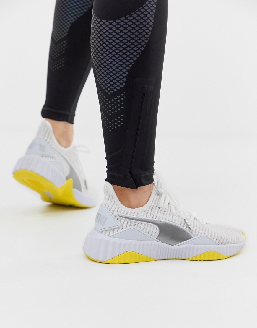 Puma Training Defy Trainers In White And Yellow