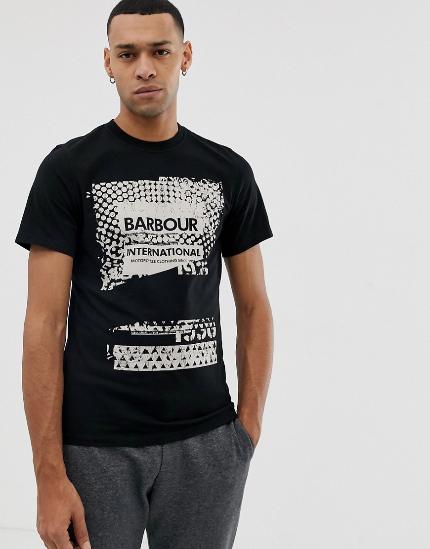 Barbour International printed graphic logo t-shirt in black