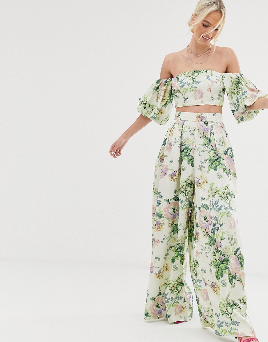 ASOS EDITION wide leg trousers in floral print