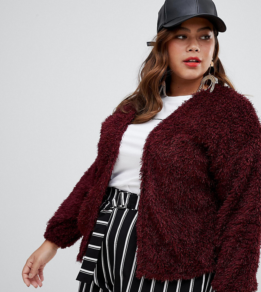 New Look Curve fluffy cardigan in red