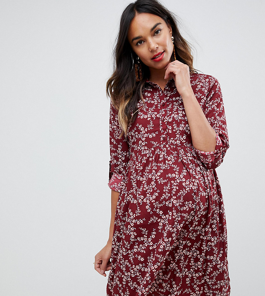 New Look Maternity smock shirt dress - Red pattern