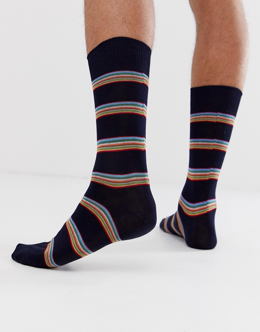 Paul Smith multi block stripe sock in navy