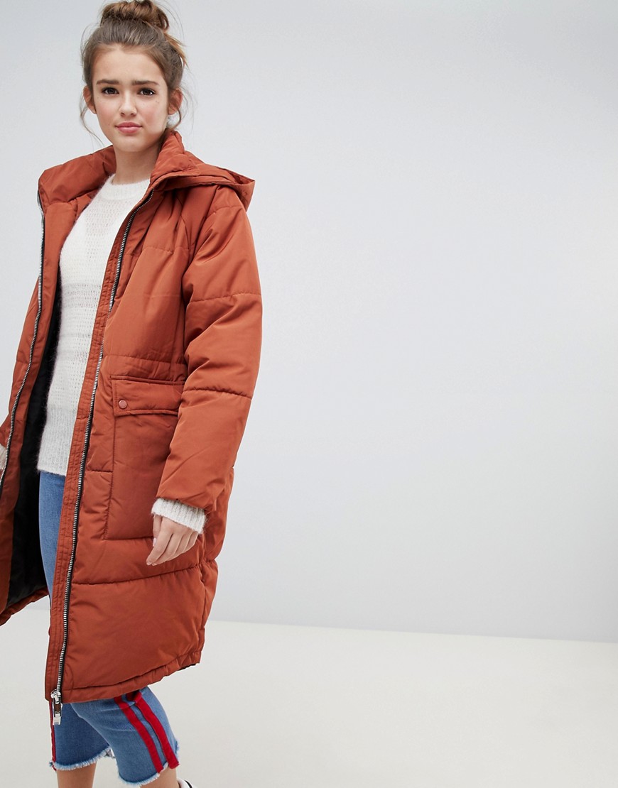 Only quilted longline padded jacket - Arabian spice