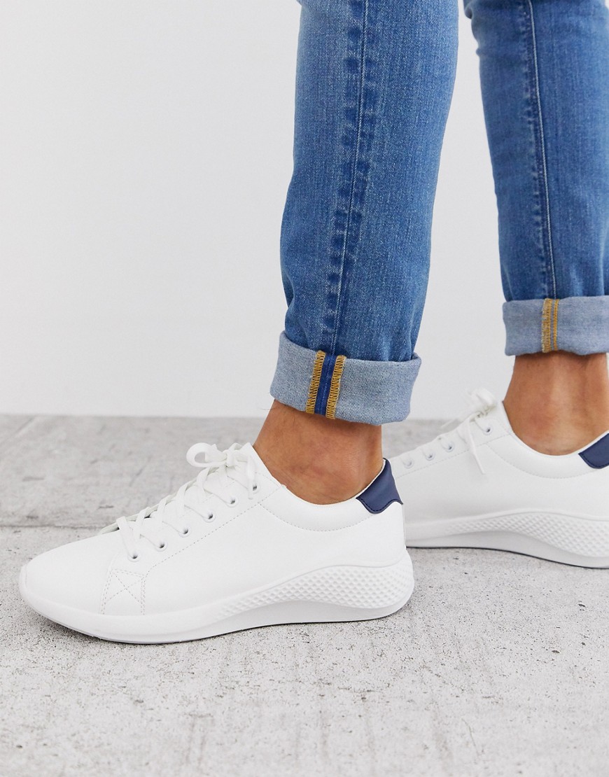 Asos Design Wide Fit Sneakers In White With Chunky Sole
