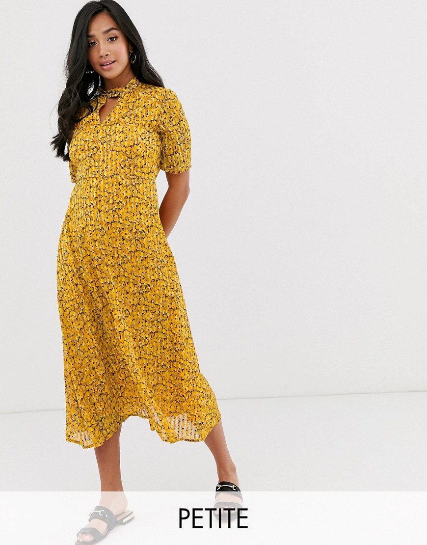 Y.A.S Petite floral midi dress with neck detail