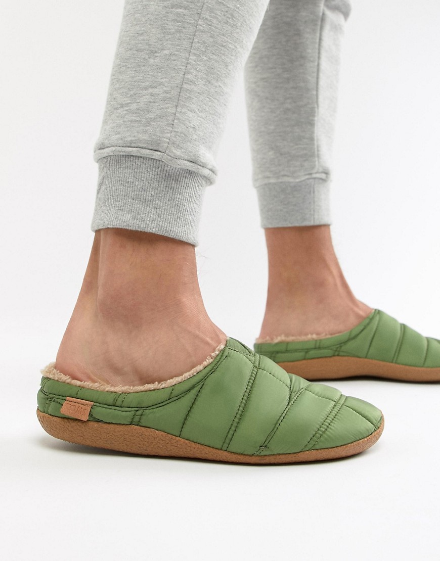 TOMS Berkeley quilted slippers in green
