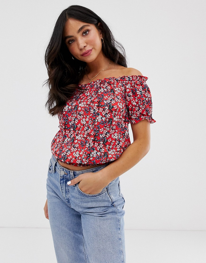 Oasis bardot top in ditsy floral