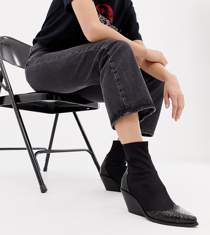 Asos Design Wide Fit Raglan Western Boots In Black