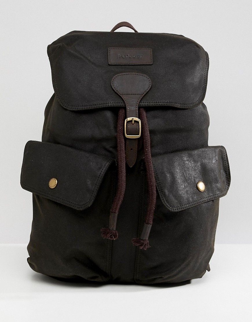 Barbour Beaufort wax leather backpack in green
