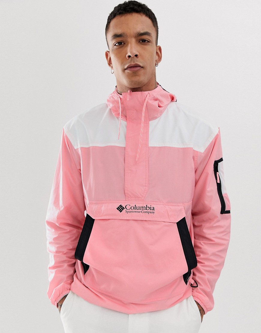 columbia challenger pullover windbreaker in pink