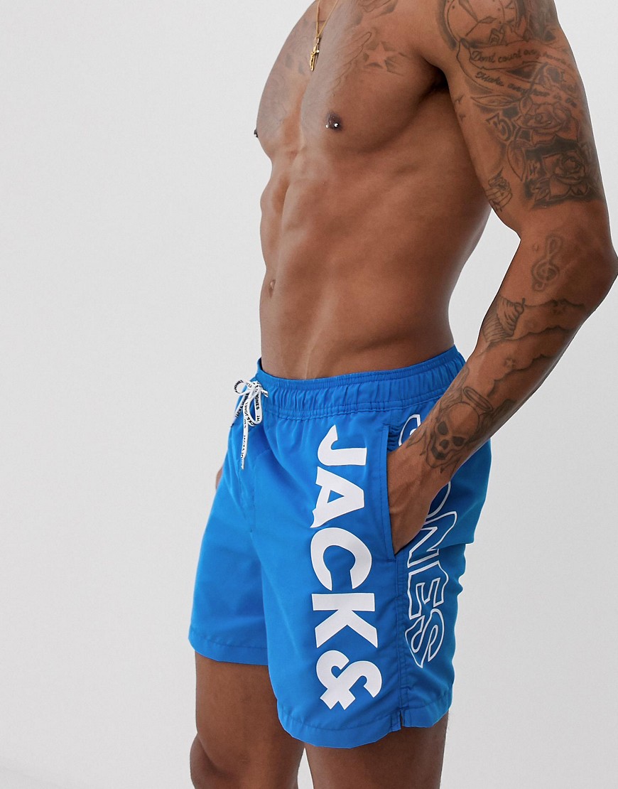 Jack & Jones branded swim shorts in blue