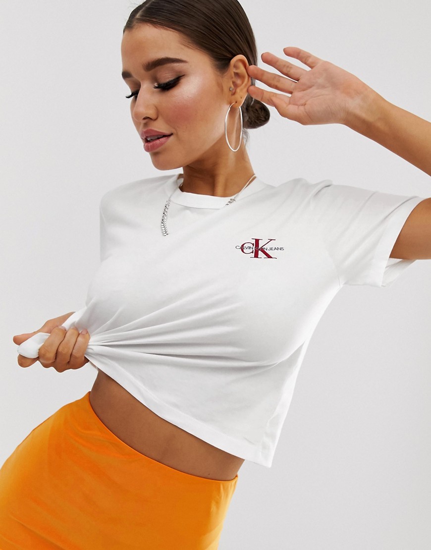 Calvin Klein Jeans cropped t shirt with embroidered logo