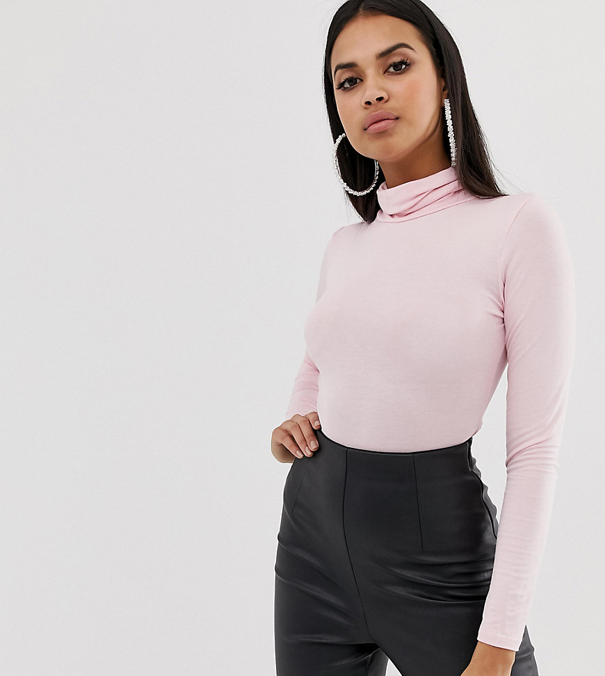 PrettyLittleThing exclusive roll neck long sleeve body in pink