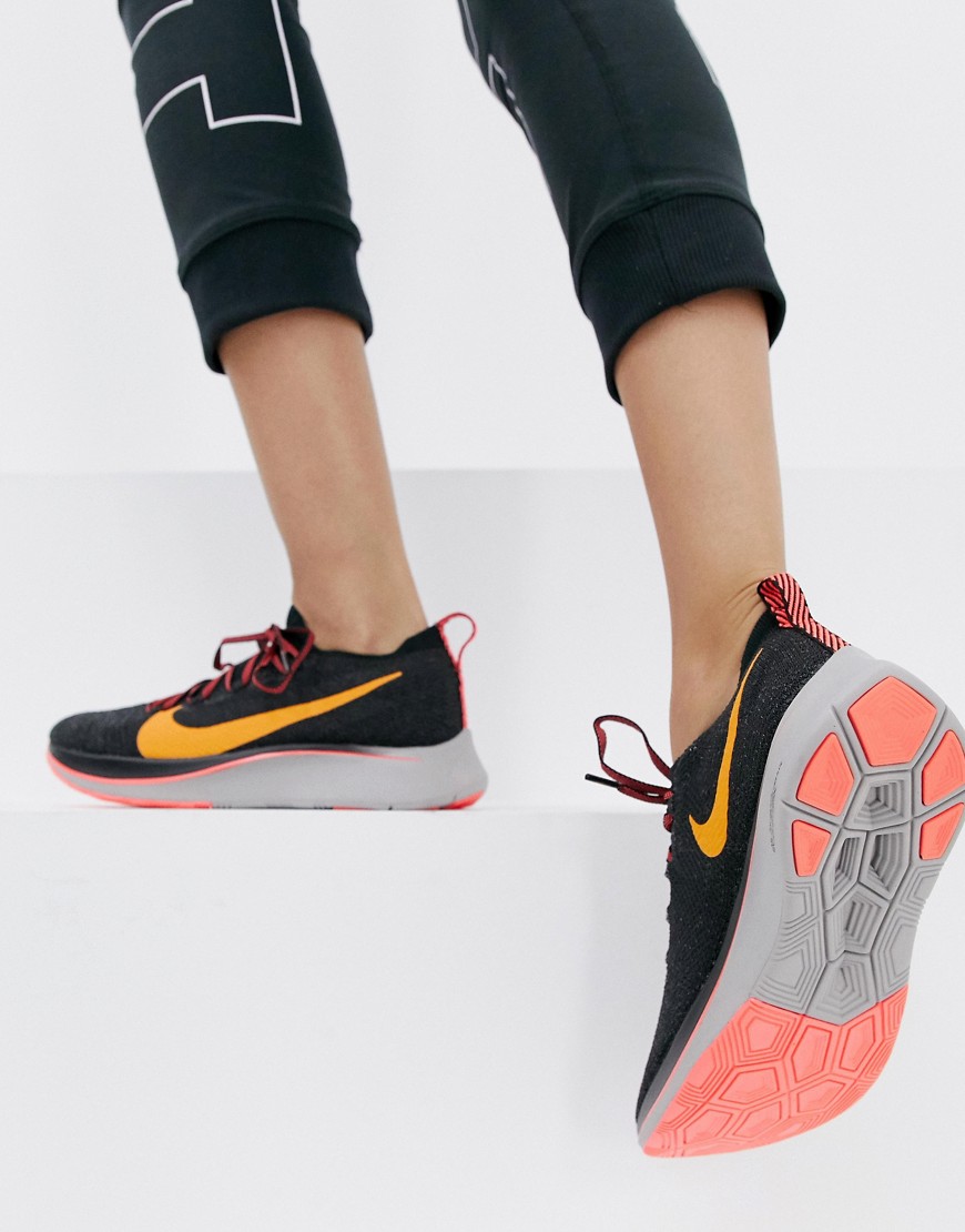 Nike Running Zoom Fly Flyknit Trainers In Burgundy And Orange