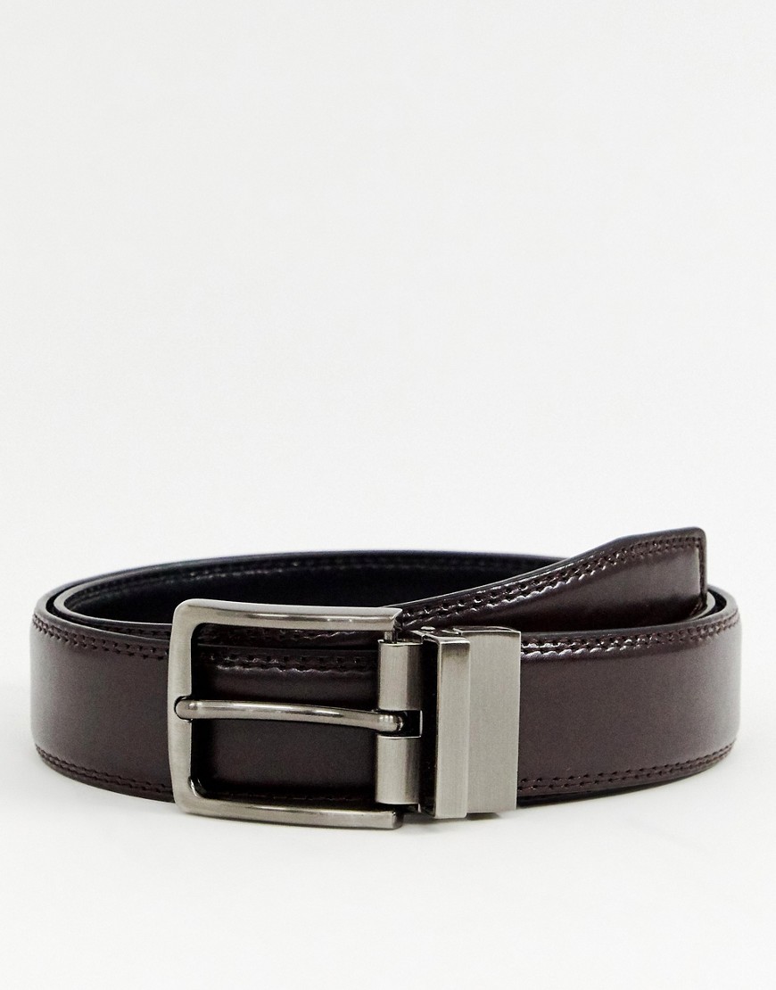 New Look reversible smart belt in black and brown