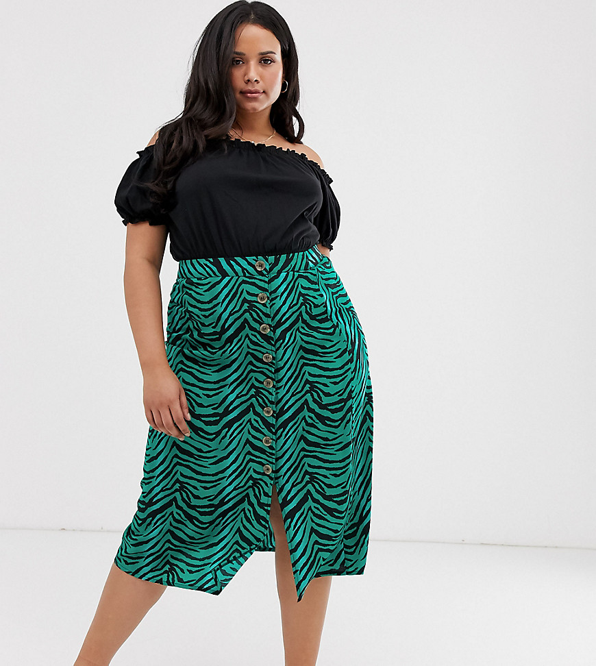 Influence Plus midi skirt in zebra print
