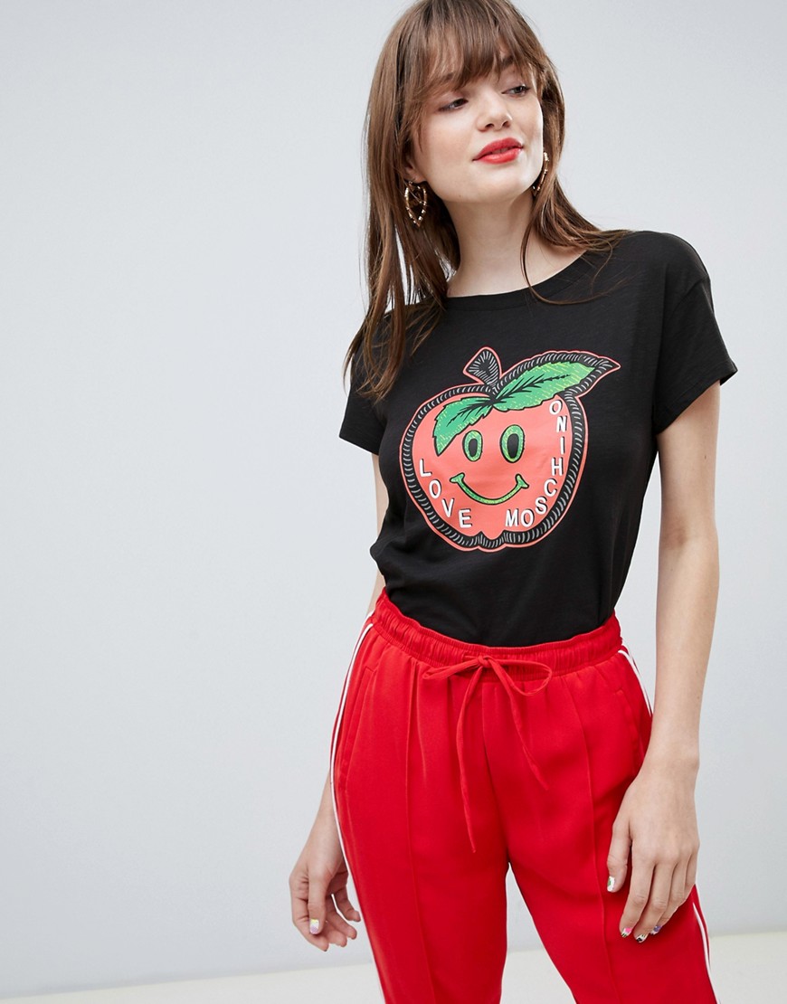 Love Moschino Happy Apple t-shirt - Black