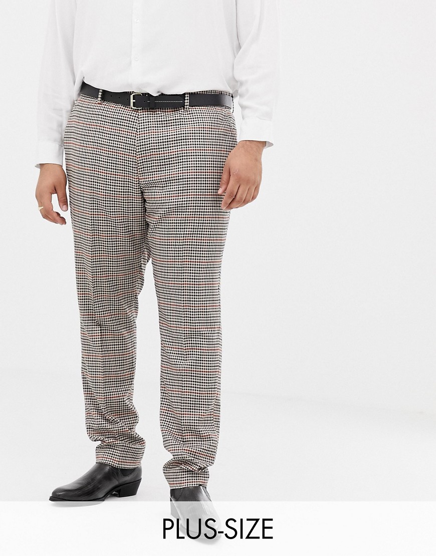 Gianni Feraud Plus slim fit heritage check wool blend suit trousers