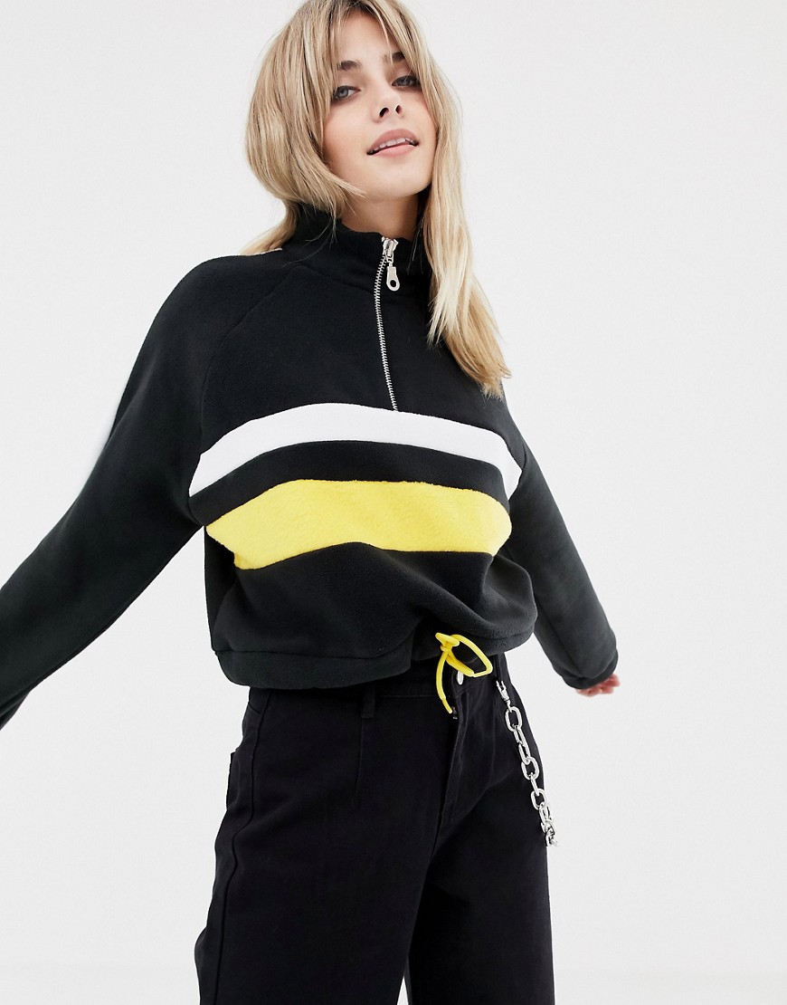 The Ragged Priest cropped funnel neck fleece with half zip