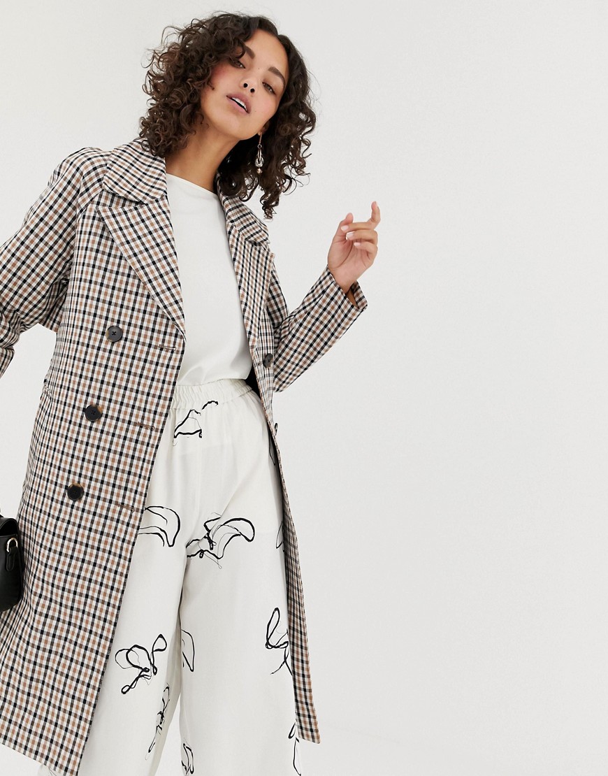 Selected Femme check trench coat