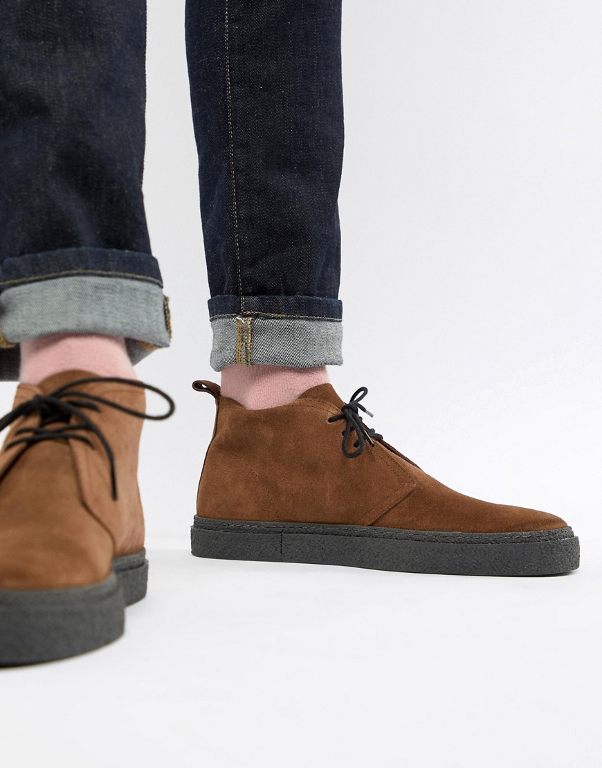 Fred Perry Hawley mid suede boots in brown - Brown