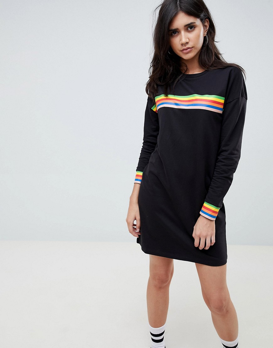 Noisy May Rainbow Stripe Sweat Dress