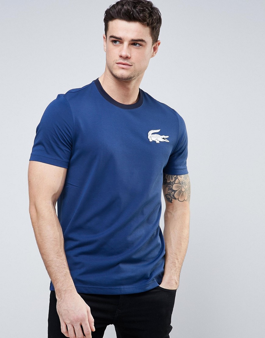 Lacoste Live T-Shirt With Large Croc In Blue - Jazz