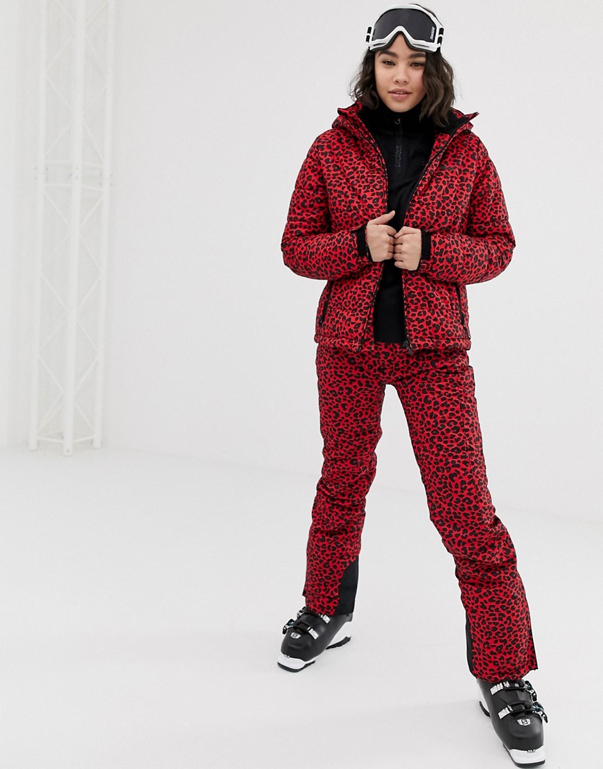Protest Soribel ski trouser in red cheetah print