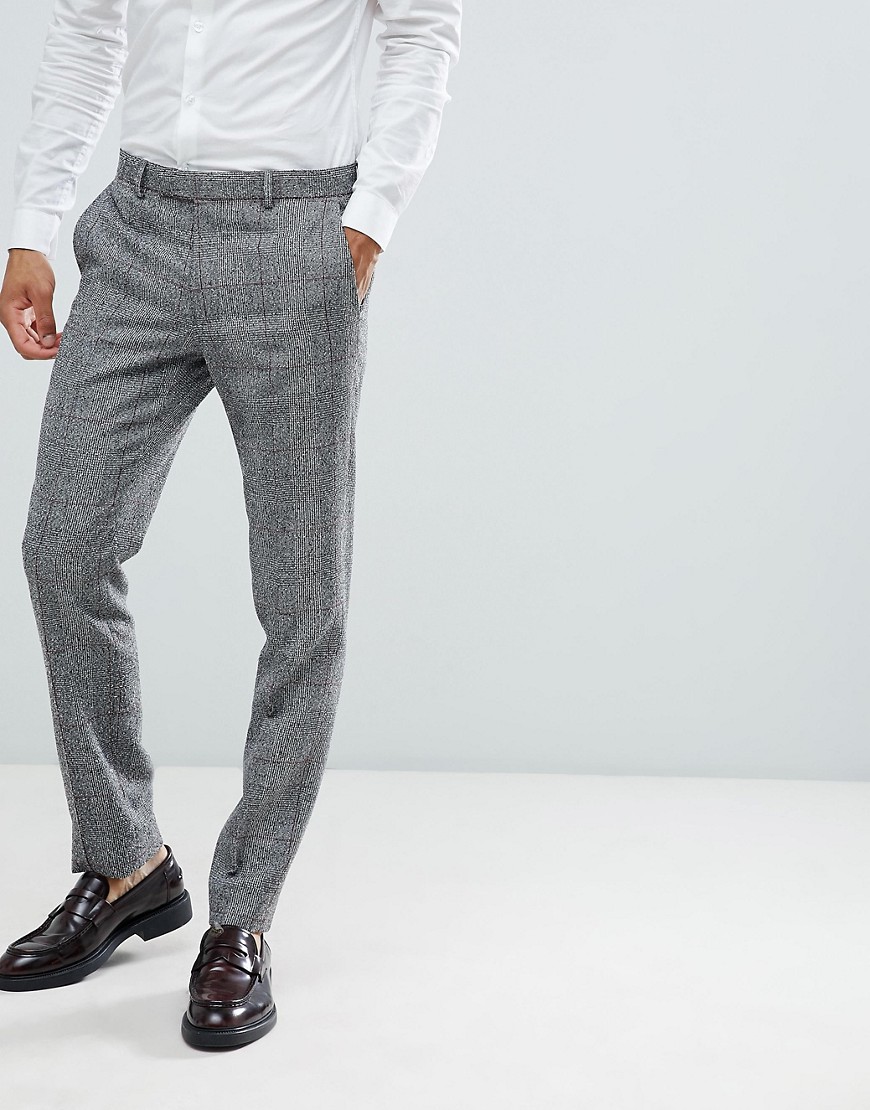 Moss London skinny suit trouser in check