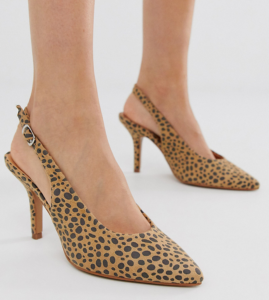 Glamorous Exclusive Leopard Sling Back Heeled Shoes-multi